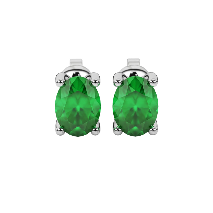 Oval Cut Four Prong Gemstone Stud Earrings