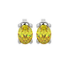 Oval cut canary yellow gemstone earrings, white gold four prong setting.