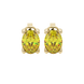 Oval cut canary yellow gemstone earrings, yellow gold four prong setting.