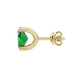 Side profile, yellow gold emerald green earrings, four prong gallery.