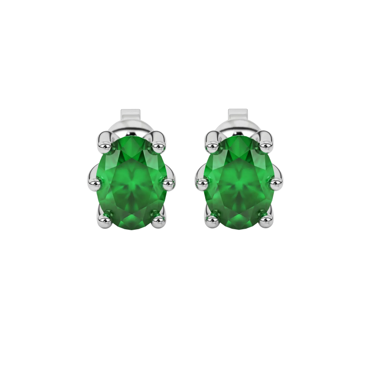 Oval Cut Six Prong Gemstone Stud Earrings