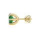 Side profile, yellow gold emerald green earrings, six prong gallery.
