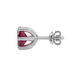 Side profile, white gold raspberry red earrings, six prong gallery.