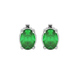 Oval cut emerald green gemstone earrings, white gold classic basket setting.
