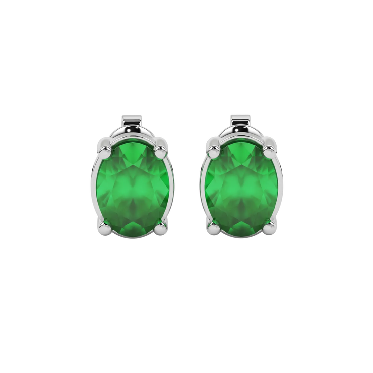 Oval Cut Classic Basket Gemstone Stud Earrings