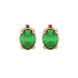 Oval cut emerald green gemstone earrings, rose gold classic basket setting.