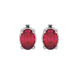 Oval cut raspberry red gemstone earrings, white gold classic basket setting.