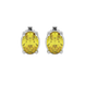 Oval cut canary yellow gemstone earrings, white gold classic basket setting.