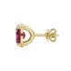 Side profile, yellow gold raspberry red earrings, classic basket gallery.