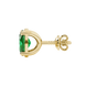 Side profile, yellow gold emerald green earrings, classic basket gallery.