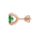 Side profile, rose gold emerald green earrings, classic basket gallery.