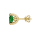 Side profile, yellow gold emerald green earrings, lotus basket gallery.