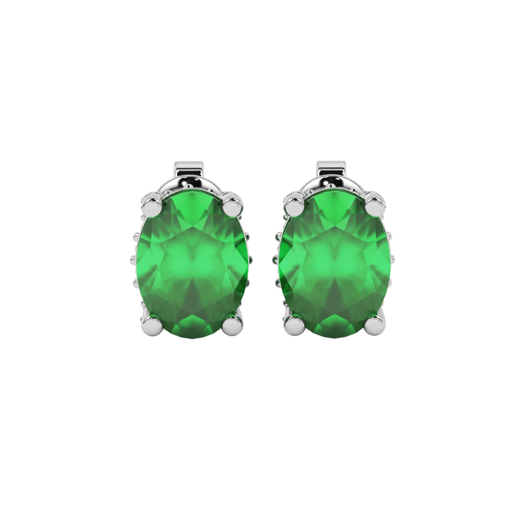 Oval Cut Pavé Basket Gemstone Stud Earrings