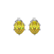 Oval cut canary yellow gemstone earrings, white gold scalloped six prong setting.