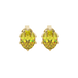 Oval cut canary yellow gemstone earrings, yellow gold scalloped six prong setting.