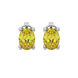 Oval cut canary yellow gemstone earrings, white gold surprise diamond setting.