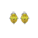 Oval cut canary yellow gemstone earrings, white gold tulip basket setting.