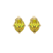 Oval cut canary yellow gemstone earrings, yellow gold tulip basket setting.