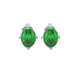 Oval cut emerald green gemstone earrings, white gold tulip basket setting.