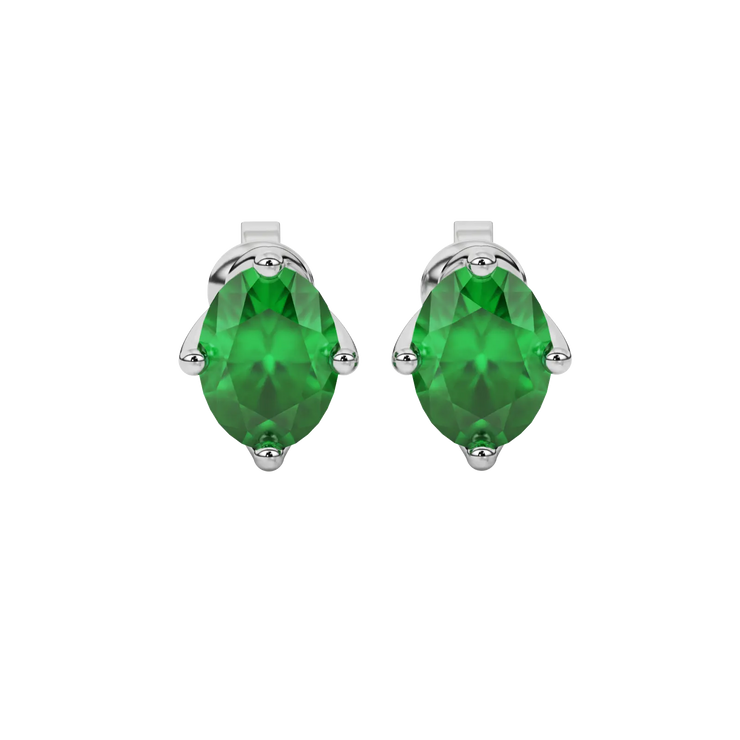 Oval Cut Tulip Basket Gemstone Stud Earrings