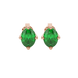 Oval cut emerald green gemstone earrings, rose gold tulip basket setting.