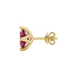Side profile, yellow gold raspberry red earrings, tulip basket gallery.