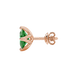 Side profile, rose gold emerald green earrings, tulip basket gallery.