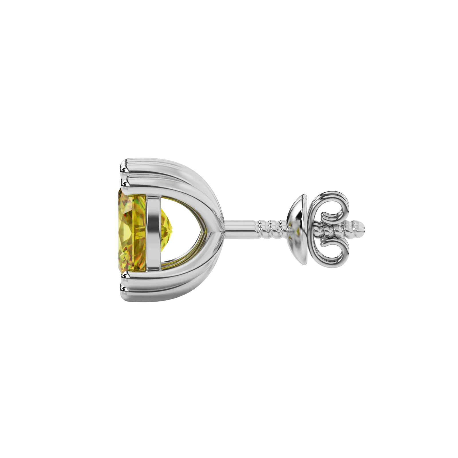 Side profile, white gold canary yellow earrings, vintage basket gallery.