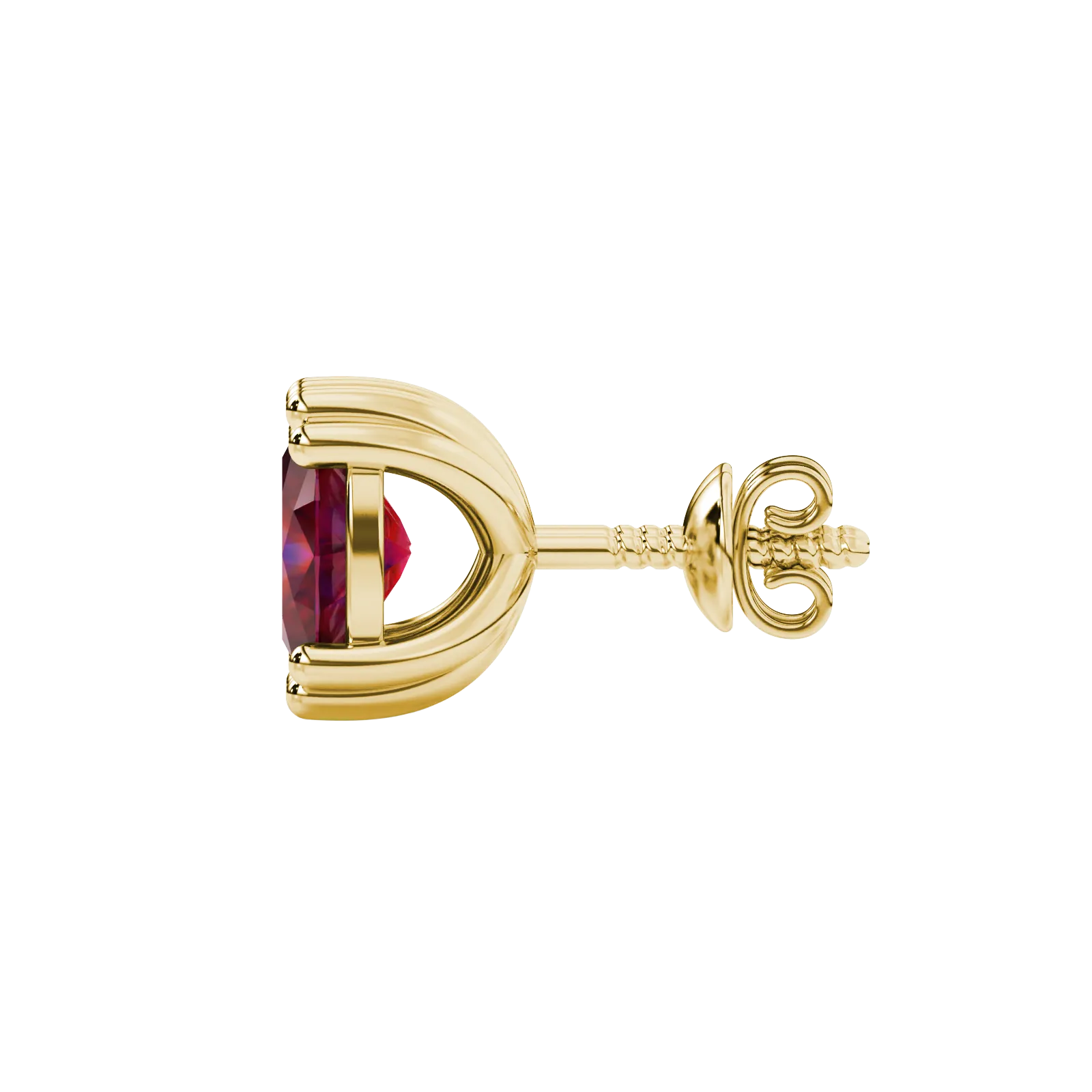 Side profile, yellow gold raspberry red earrings, vintage basket gallery.