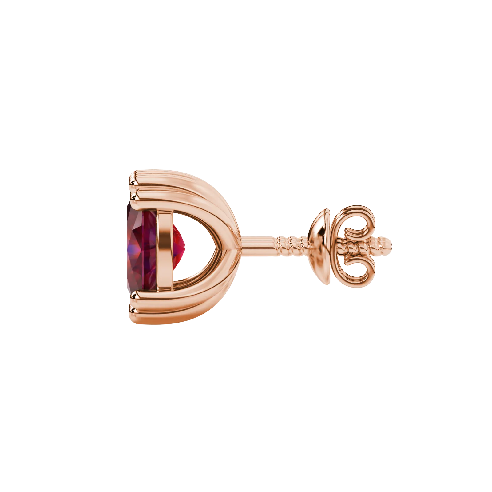 Side profile, rose gold raspberry red earrings, vintage basket gallery.