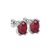 Close-up oval cut raspberry red gemstone earing, white gold vintage basket.