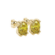 Close-up, oval cut canary yellow gemstone, yellow gold vintage basket earrings.