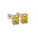 Close-up, oval cut canary yellow gemstone earrings, rose gold vintage basket.
