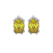 Oval cut canary yellow gemstone earrings, white gold vintage basket setting.
