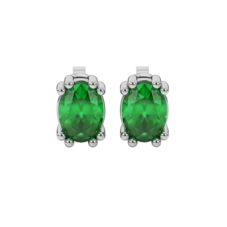 Oval Cut Vintage Basket Gemstone Stud Earrings