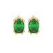 Oval cut emerald green gemstone earrings, yellow gold vintage basket setting.
