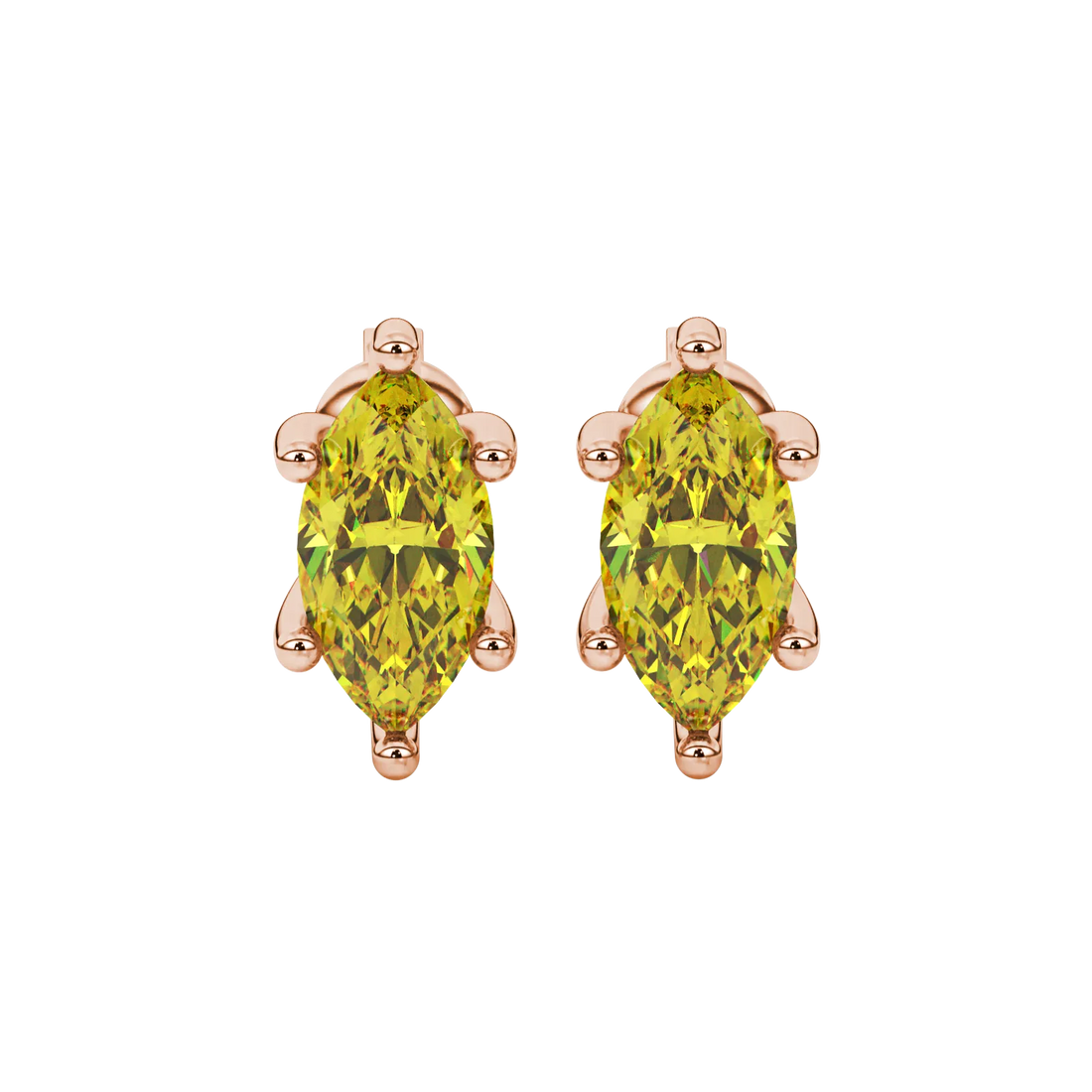 Marquise Cut Six Prong Gemstone Stud Earrings