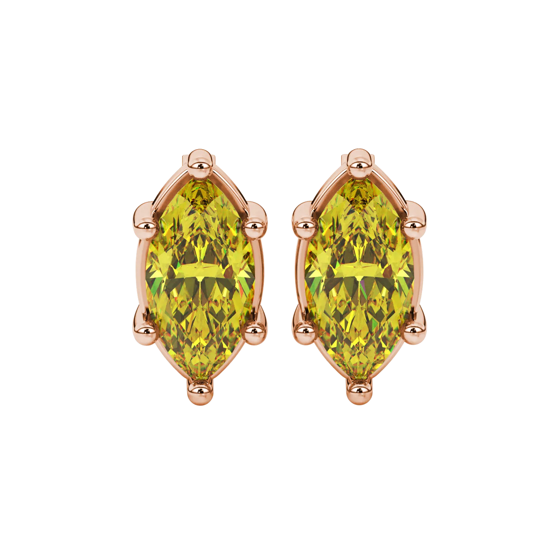 Marquise Cut Classic Basket Gemstone Stud Earrings