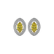 Marquise cut canary yellow gemstone earrings, white gold falling edge halo setting.