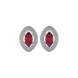 Marquise cut raspberry red gemstone earrings, white gold falling edge halo setting