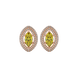 Marquise cut canary yellow gemstone earrings, rose gold falling edge halo setting.