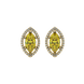 Marquise cut canary yellow gemstone earrings, yellow gold French pavé halo setting.
