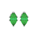 Marquise cut emerald green gemstone earrings, white gold scalloped six prong setting.