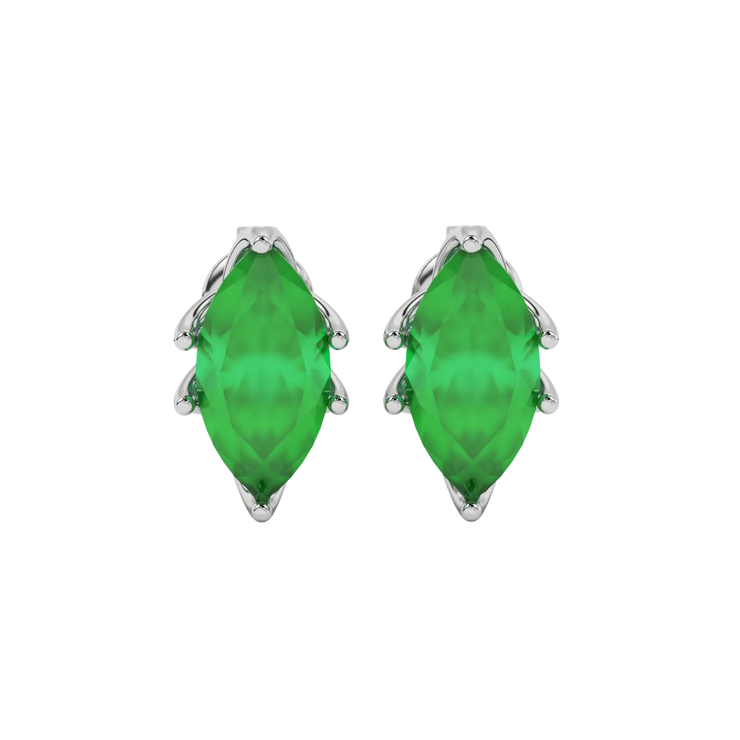 Marquise Cut Scalloped Six Prong Gemstone Stud Earrings