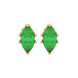 Marquise cut emerald green gemstone earrings, yellow gold scalloped six prong setting.