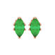 Marquise cut emerald green gemstone earrings, rose gold scalloped six prong setting.