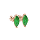 Close-up, marquise cut emerald green gemstone earrings, rose gold surprise diamond setting.