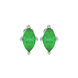 Marquise cut emerald green gemstone earrings, white gold surprise diamond setting.
