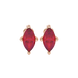 Marquise cut raspberry red gemstone earrings, rose gold surprise diamond setting.