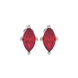 Marquise cut raspberry red gemstone earrings, white gold surprise diamond setting.